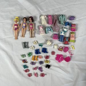 Polly Pocket Dolls & Clothes Lot Dresses Shoes Purses Shirts Pants Outfits‎
